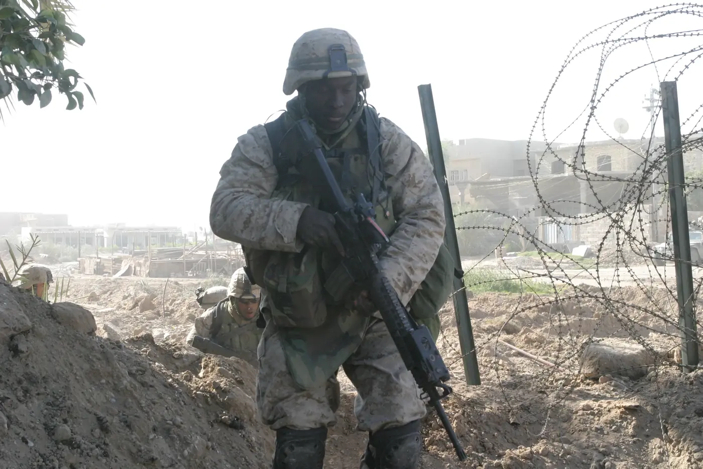 U.S. Marines in combat gear during a deployment